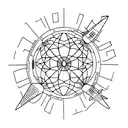 An airplane soaring through the sky, leaving a trail that forms the shape of the Dome of the Rock in Jerusalem tattoo design idea