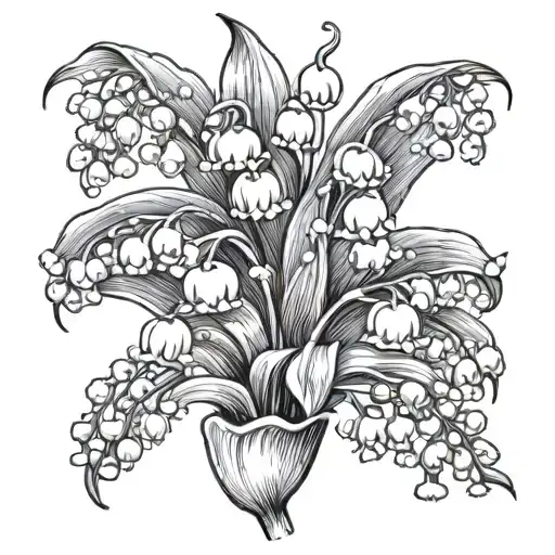 Lily of the valley flower with 1943 tattoo design idea