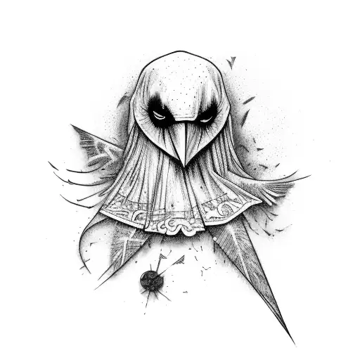scarecrow, raven, windmill, scarve tattoo design idea