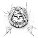Pumpkin scarecrow, scarf, windmill, crow tattoo design idea
