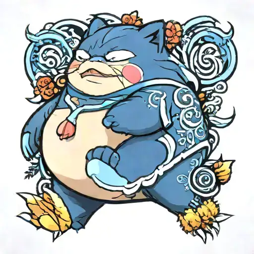 snorlax with giglipuf sadow tattoo design idea
