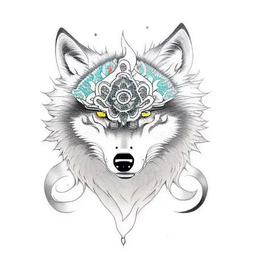 amaterasu omikami human and wolf tattoo design idea