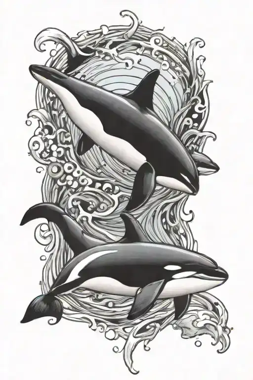 underwater orca swimming tattoo design idea