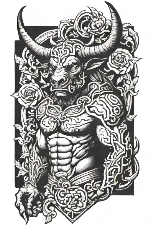 minotaur half sleeve  tattoo design idea