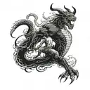 minotaur fighting a chinese dragon entire back  tattoo design idea