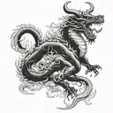 minotaur fighting a chinese dragon entire back  tattoo design idea