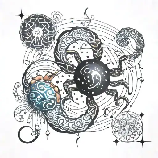 Unalome, Scorpio, Milky Way tattoo design idea