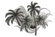 palm tree wave  tattoo design idea
