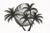 palm tree wave  tattoo design idea