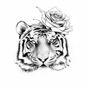 tiger and roses tattoo design idea