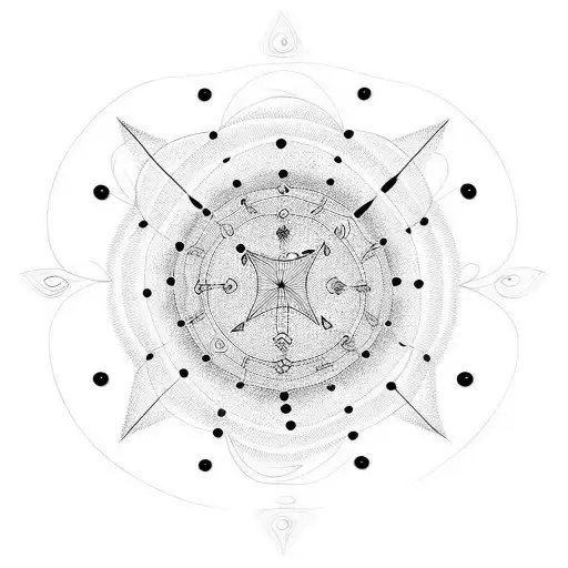 lines and dots tattoo with 5 dots representing 5 family members and lines representing life tattoo design idea