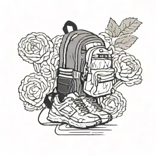 Cabbage Kimchi with backpack and sneakers tattoo design idea