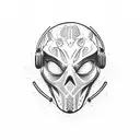 Airsoft mask with a music equalizer pattern tattoo design idea