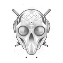 Airsoft mask with a music equalizer pattern tattoo design idea