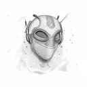 Airsoft mask with a music equalizer pattern tattoo design idea