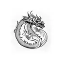 Mayan dragon with leaves tattoo design idea