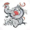 dragon, rat and rooster chinese animals  tattoo design idea
