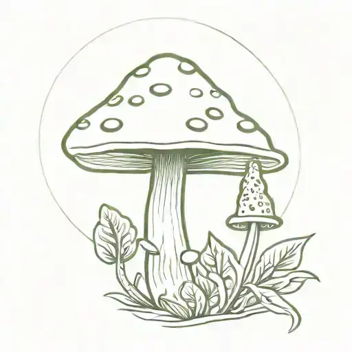hippy mushroom weed leaf morphing tattoo design idea