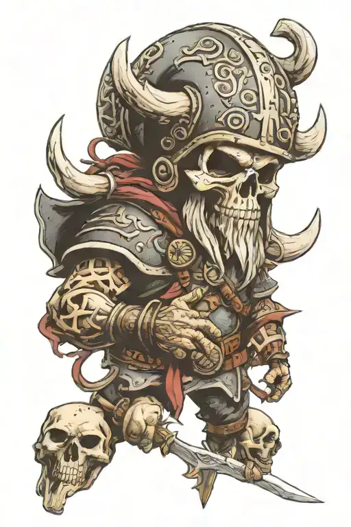 Viking warrior eating mushrooms number 8 punisher skull crusader cross tattoo design idea