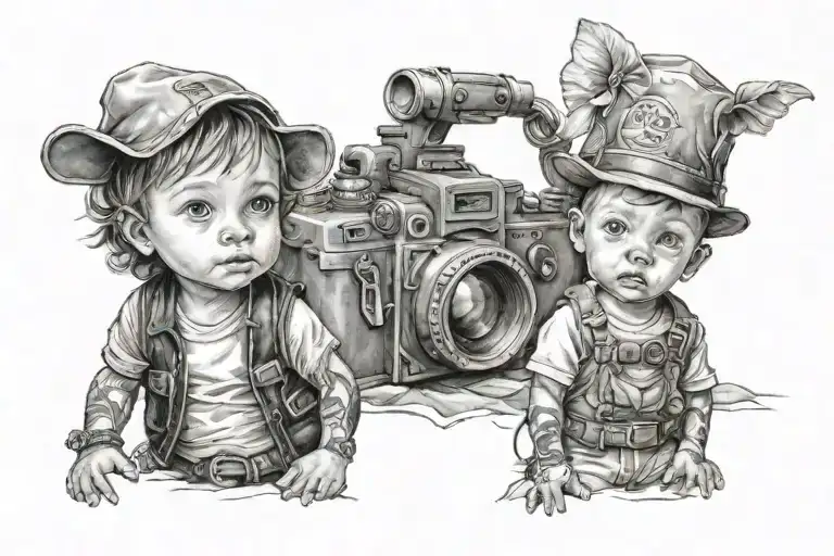 travels and children Lucas and Jade tattoo design idea