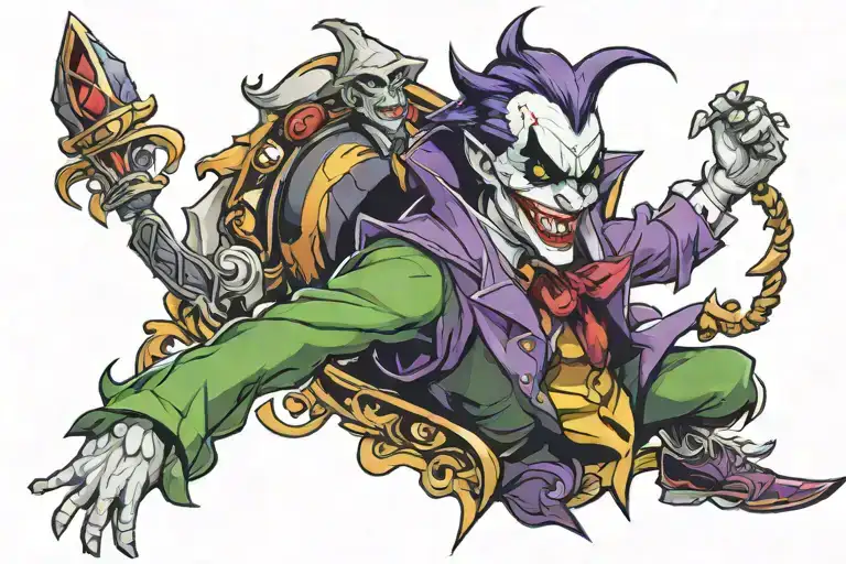 joker shaco league of legends tattoo design idea