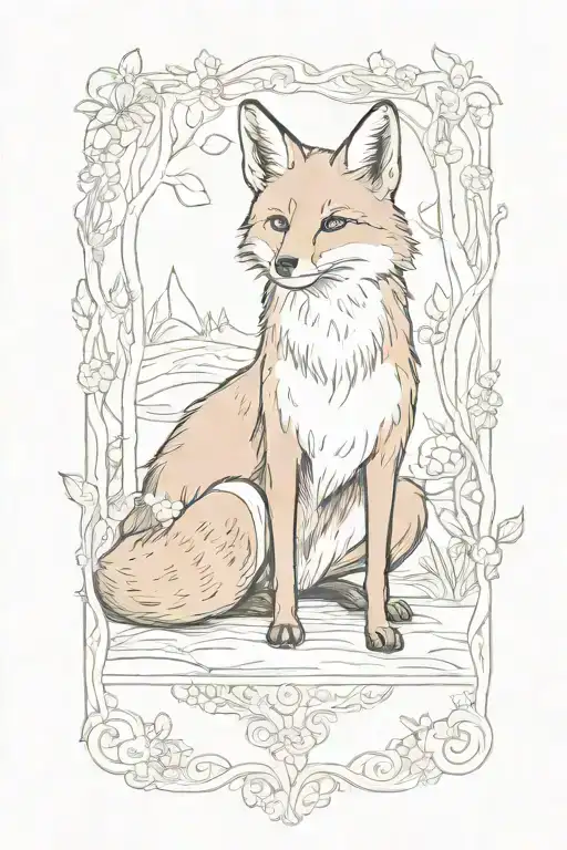 storybook illustration of a fox tattoo design idea