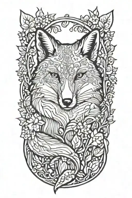 storybook illustration of a fox tattoo design idea