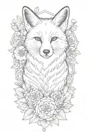 a fox in a boarder adorned with rubies surrounded by marigolds. Theres two honeybees tattoo design idea