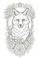 a fox in a boarder adorned with rubies surrounded by marigolds. Theres two honeybees tattoo design idea