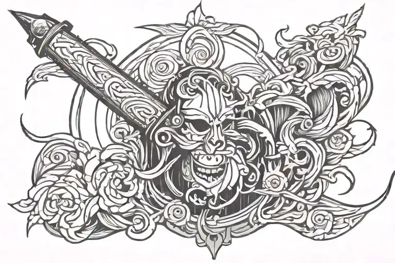 sabre integrated tattoo design idea