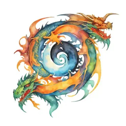 dragons that form yin yang symbol tattoo design idea