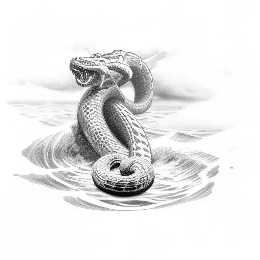 thor fighting the midgard serpent at sea tattoo design idea