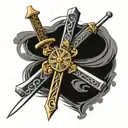 wooden cross with templar sword tattoo design idea