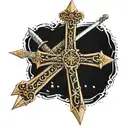 wooden cross with templar sword tattoo design idea