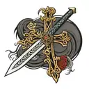 wooden cross with templar sword tattoo design idea