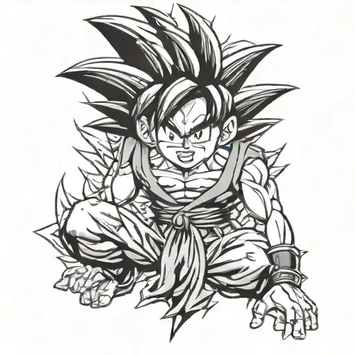 goku chiquito blanco y negro tattoo design idea
