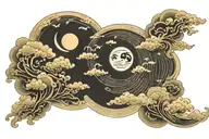 clouds sun moon lines tattoo design idea