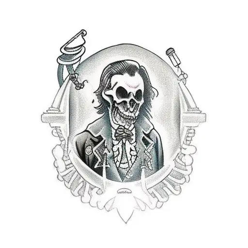 Traditional style tattoo featuring a graveyard scene with a doctor holding a lantern tattoo design idea