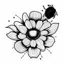 August and October Birth Flower with ladybug flying over tattoo design idea