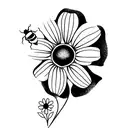August and October Birth Flower with ladybug flying over tattoo design idea