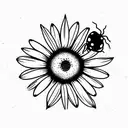 August and October Birth Flower with ladybug flying over tattoo design idea