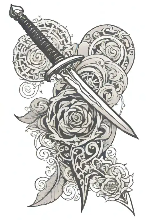 Minimalistic Long Sword tattoo design idea