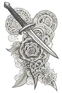 Minimalistic Long Sword tattoo design idea