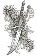 Minimalistic Long Sword tattoo design idea