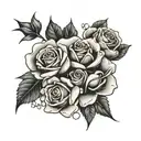 the name "Rosa" with roses around the name written tattoo design idea