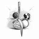 cricket bat and ball tattoo design idea