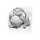 cricket bat and ball tattoo design idea