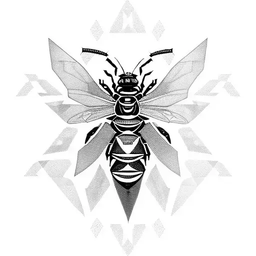cyberpunk queen bee with geometric mandala details tattoo design idea