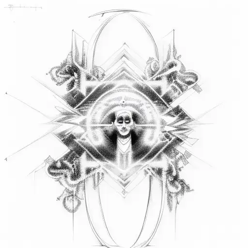 4th dimension and afterlife / energy / vibes / frequencies / vibrations / consciousness / perception tattoo design idea