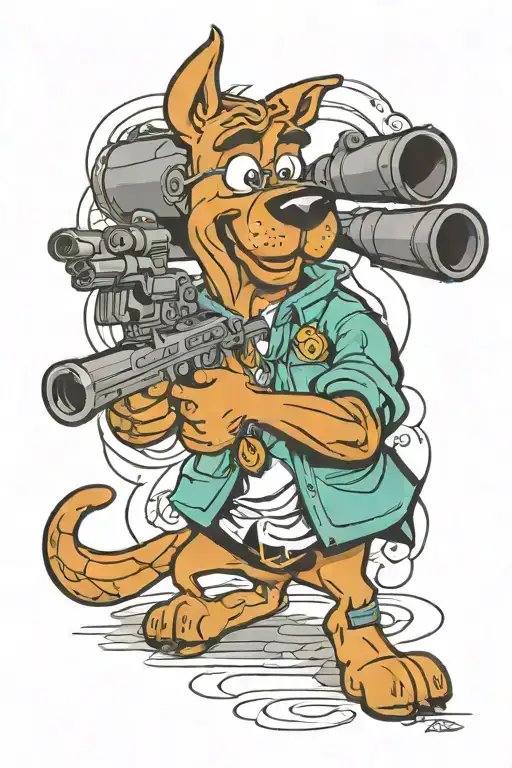 Scooby doo holding a sniper tattoo design idea